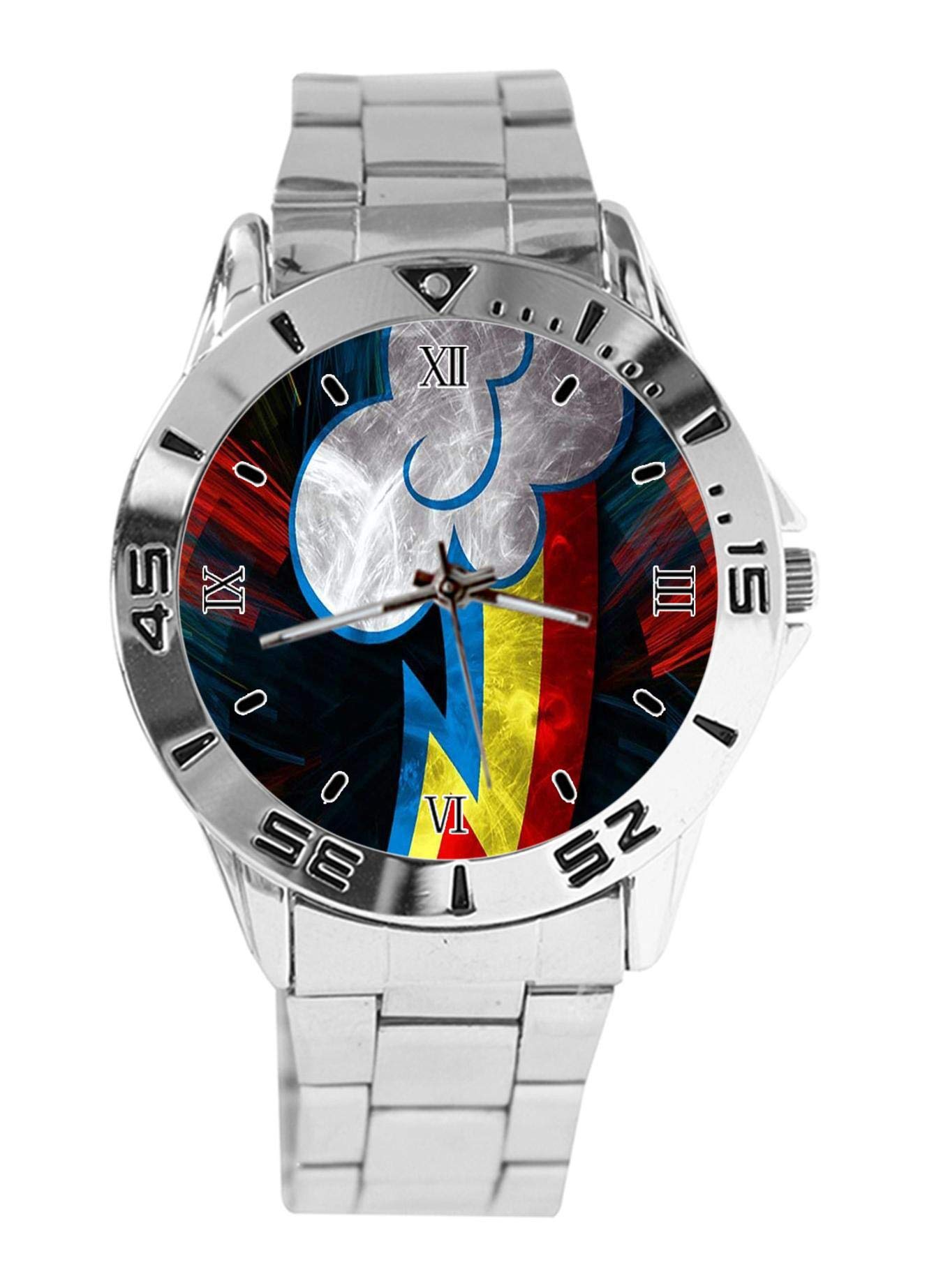 Rainbow Dash Men's Watches Stainless Steel Analog Waterproof Wrist Watch for Men,Fashion Dial, Business Sports Casual Style