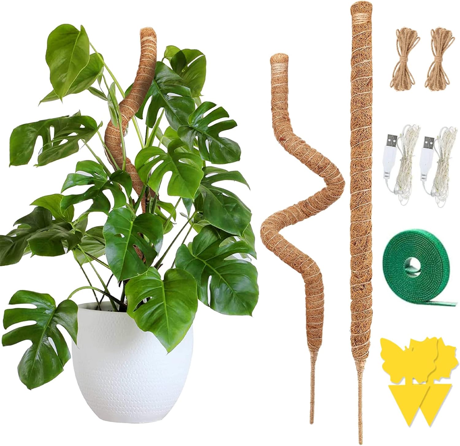 Moss Pole 2pcs 122cm Coco Coir Totem Pole Bendable Coir Moss Stick for