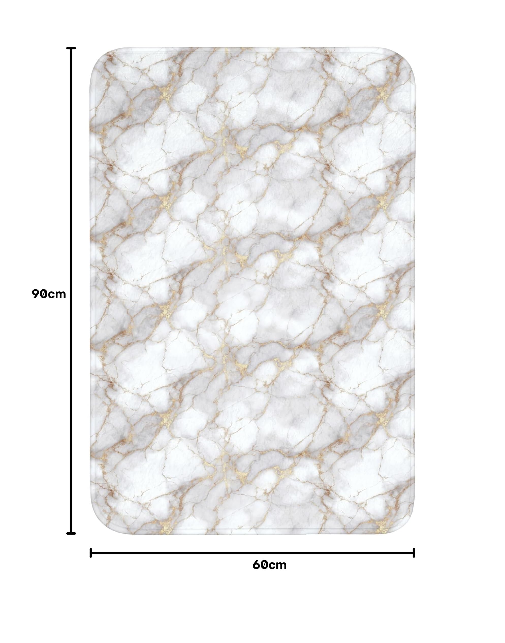 Alfombra De Baño Rectangular 60x90 cm Bathroom Bath Mat Lavable Tapete Antideslizante Alfombras Ducha Decoracion Alfombrilla Blanco - Oro - Mármol - Gris