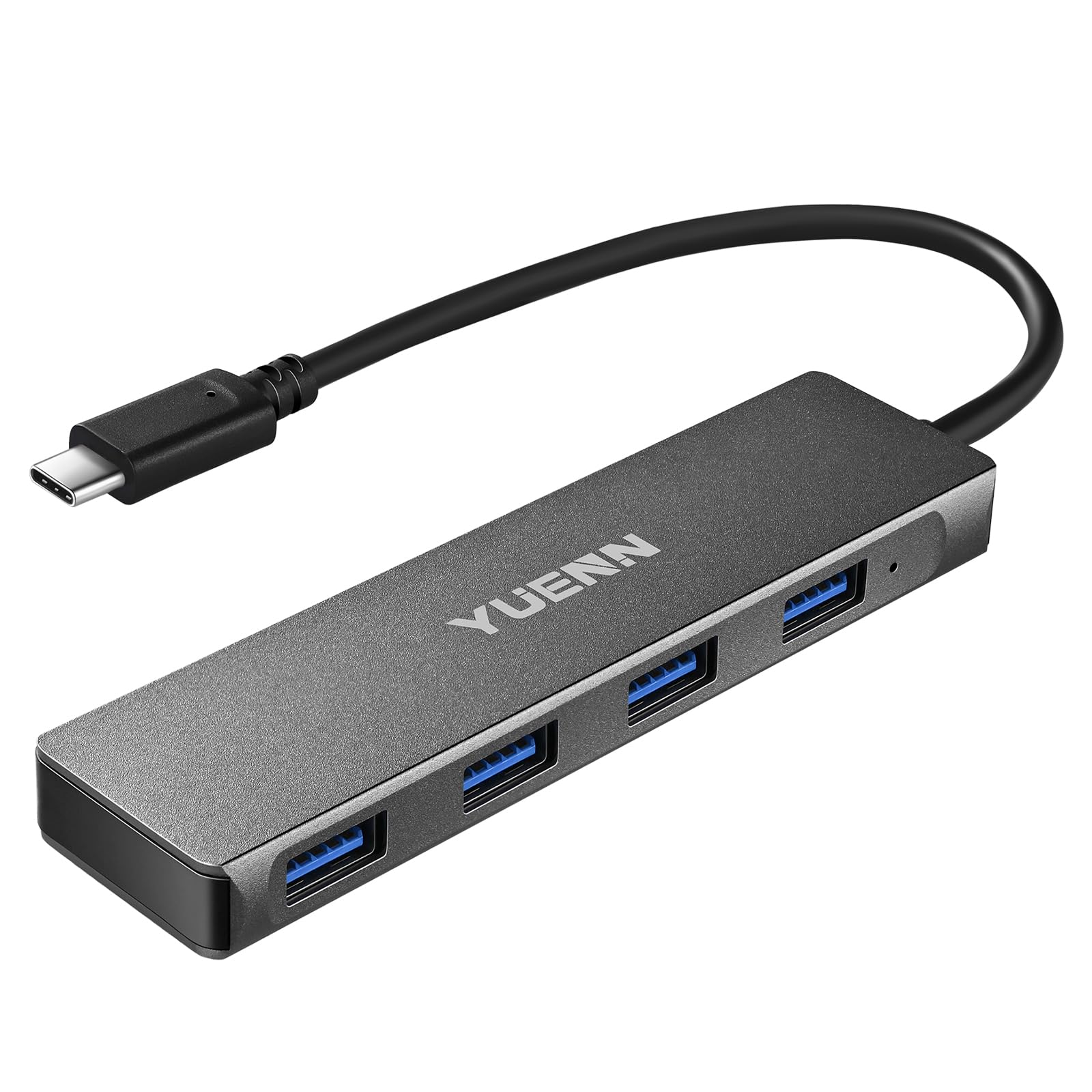 YUENN USB-C Metal 4-Port HUB, 4X USB 3.0 Port USB-A Devices to USB C Connector, Compatible with Thunderbolt 3, for Notebook Tablet Smartphone PC with USB-C Connector, Windows, Mac OS, Android, Chrome