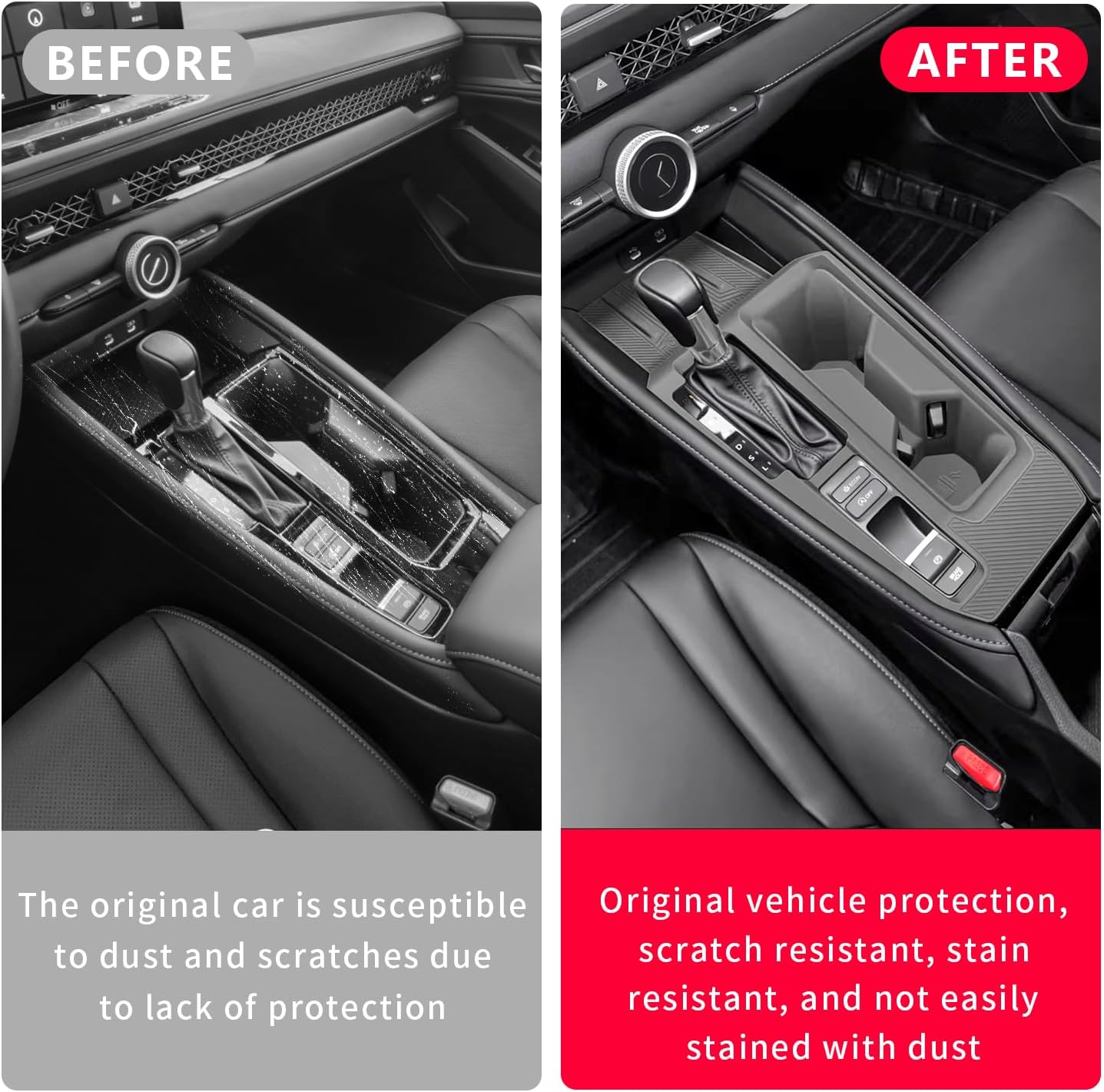 Temmis Center Console Silicone Organizer Wrap for Honda Accord 2023-2025, Full-Wrap Center Consel Electrostatic adsorption Cover for Honda Accord-Red
