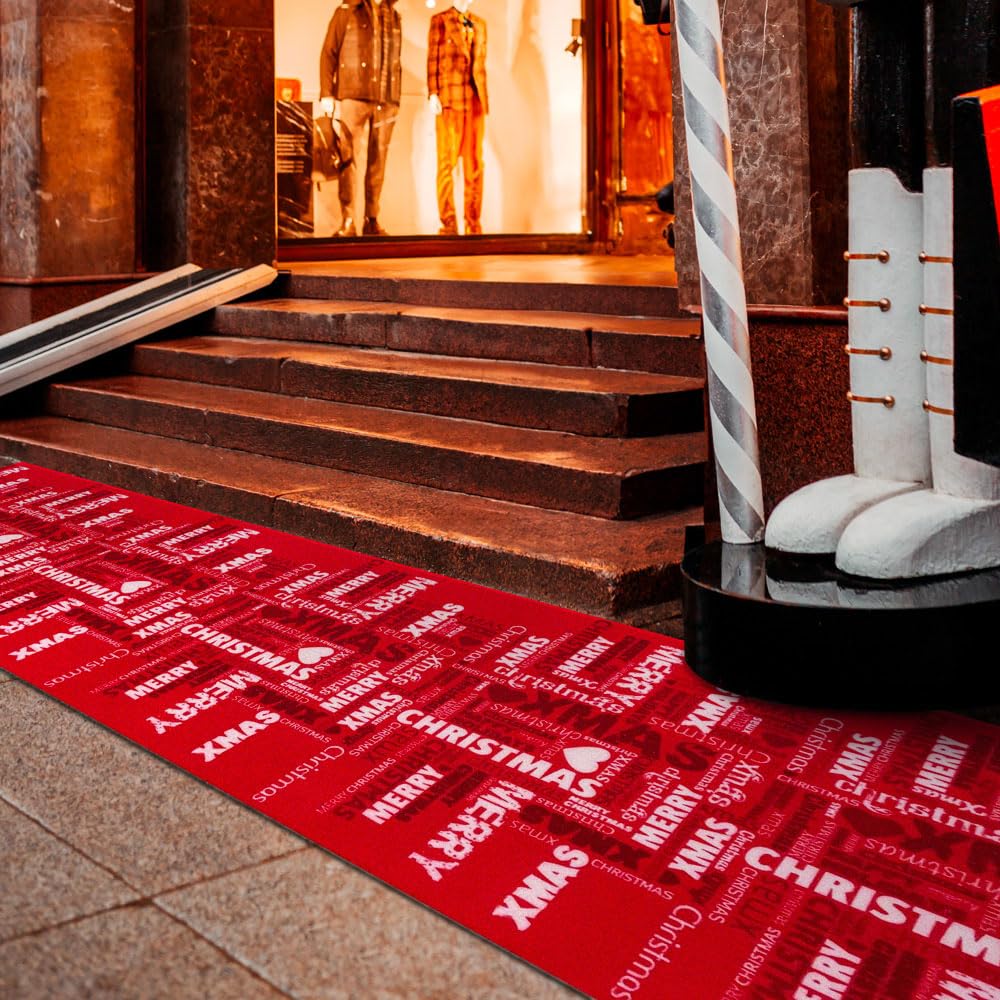 OLIVO.shop JINGLE ROLL Tapis de Noël pour intérieur et extérieur, tapis de Noël sur mesure 1 mètre de large pour événements et aménagements, tapis de Noël sur mesure (WISHES, 20 m)