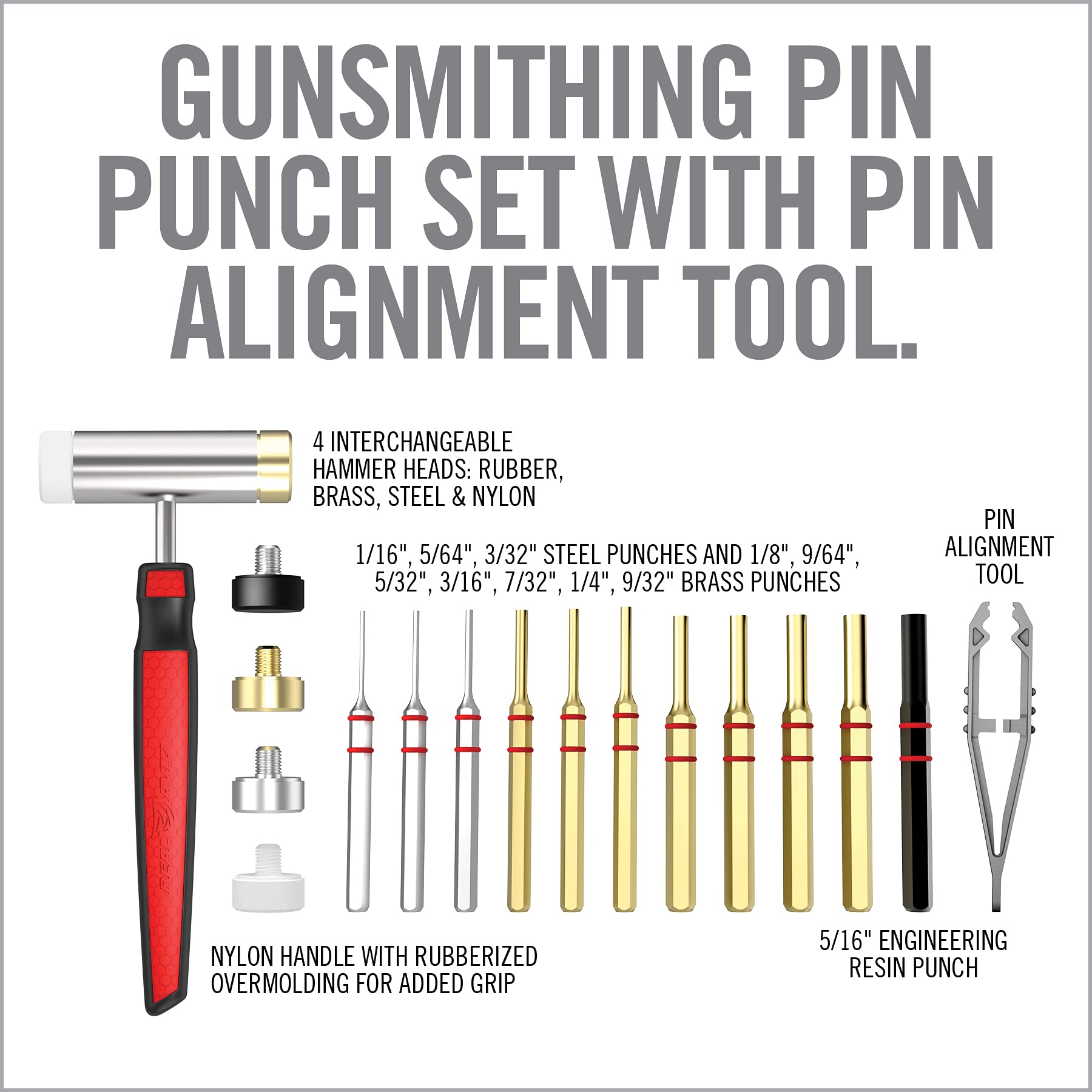 Real Avid Hammer & Brass Punch Set I Gunsmithing Tools Set with Small