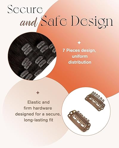 Miniatura 4 de Sunny Hair - Extensiones de clip de cabello humano largo en capa doble, color castaño oscuro #2 - 24pulgadas, 7unidades, 4.23onzas