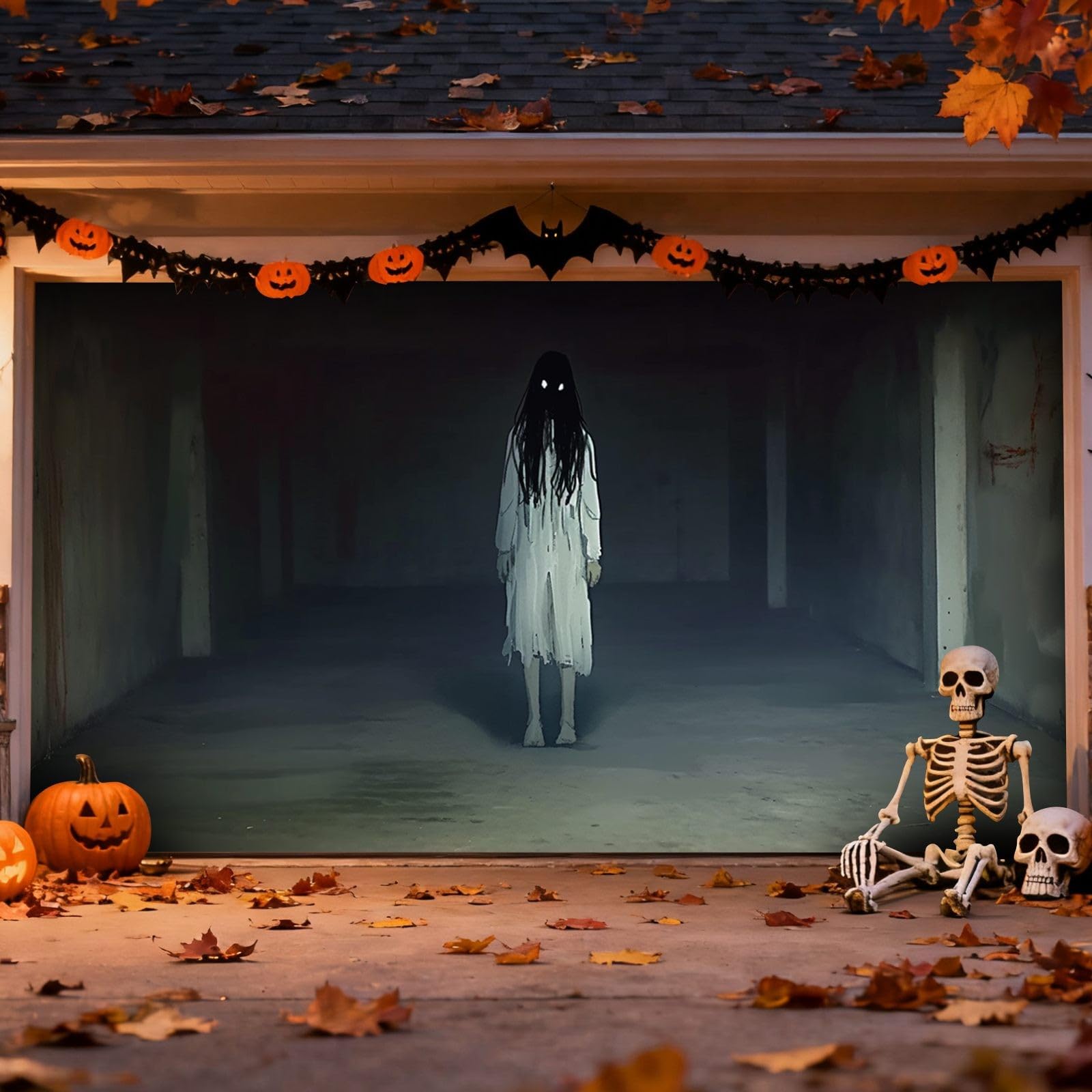 Cartel de graduación para Halloween, puerta de garaje, grande, para exteriores, para patio delantero, diseño de murciélagos y calabazas, fiesta festiva