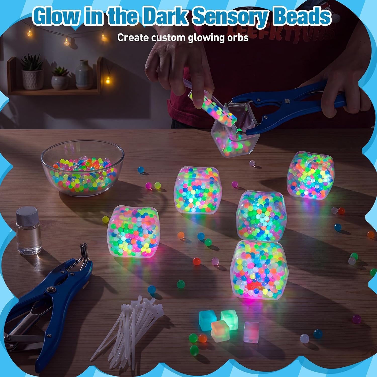 12 Set DIY Ball Making Kit with Glowing in Dark Bead, Cube image 4