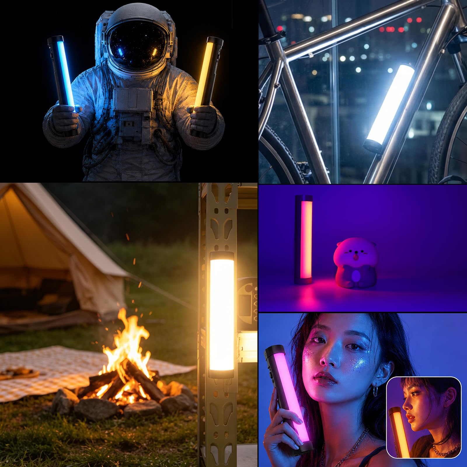 LUXCEO P100 20cm RGB Video Tube LED Light,Baton Lumineux,Magnetic Rechargeable Lightstick Multi-angle Éclairage,Lampe Photo Portable pour Tiktok,Youtube,Tournage Vidéo,Brightness Adjustable,3000/6000K