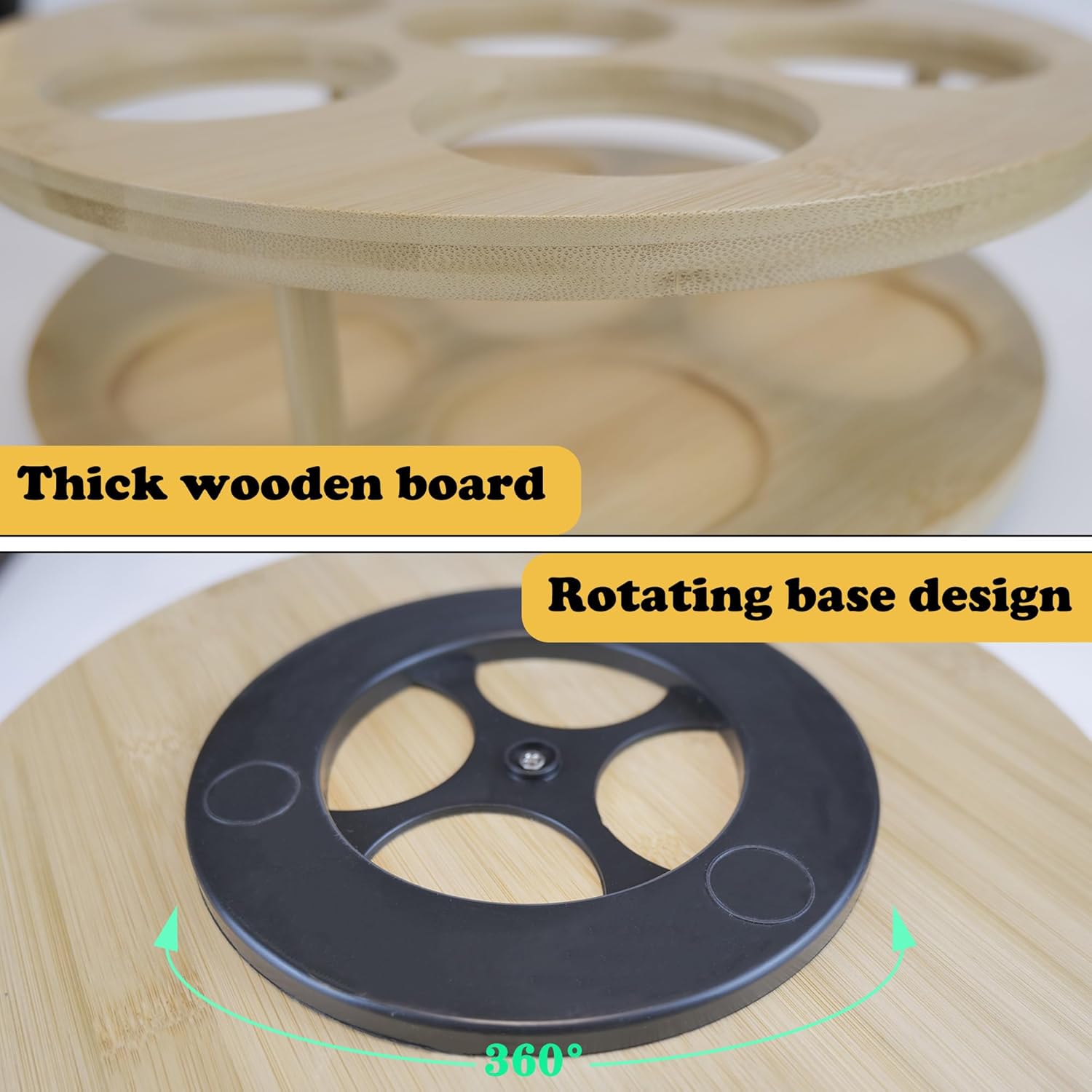 7 Slots Water Bottle Organizer for Stanley Tumbler, Rotatable Stanley Cup Organizer Holder for Kitchen Cabinets, Bamboo Wood Water Bottle Storage Rack for Stanley Cup Accessories - Image 3