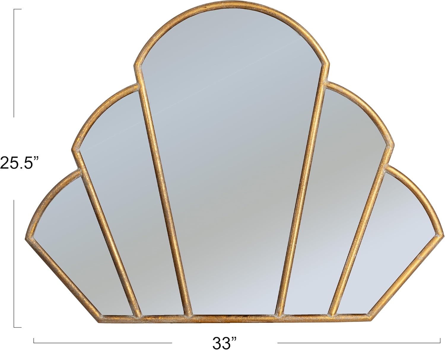 Creative Co-Op Modern Scallop Shaped Metal Wall Mirror, Antique Gold Finish