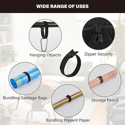 Miniatura 8 de 90 bridas reutilizables con gancho y bucle, correas de cables ajustables multiusos de 8 pulgadas para organizar el hogar, la oficina y los centros