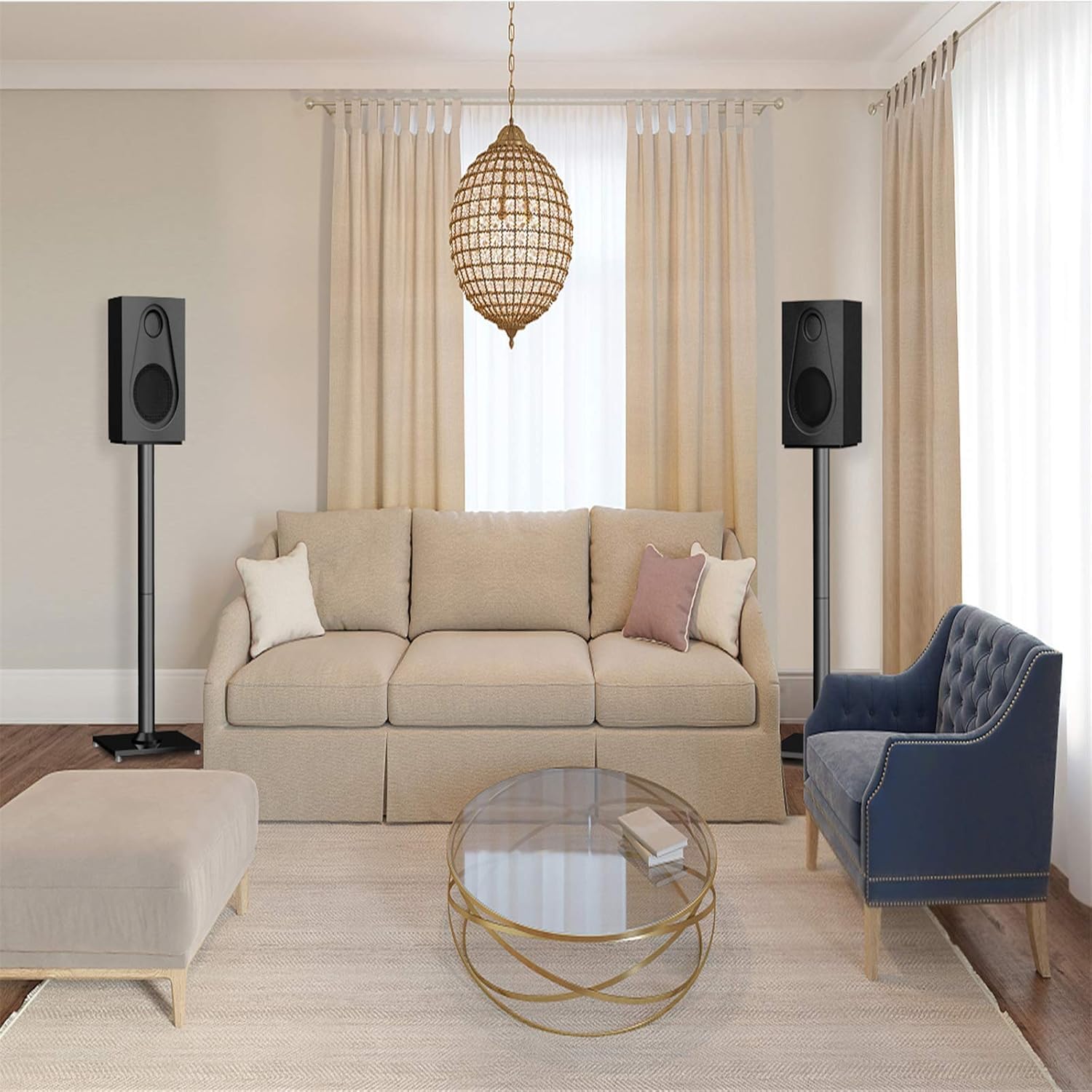 PERLESMITH Supporti universali da pavimento da 60 cm per altoparlanti Surround Sound, Klipsch, Sony, Edifier, Yamaha, Polk e altri diffusori da scaffale, peso fino a 10 kg – 1 paio