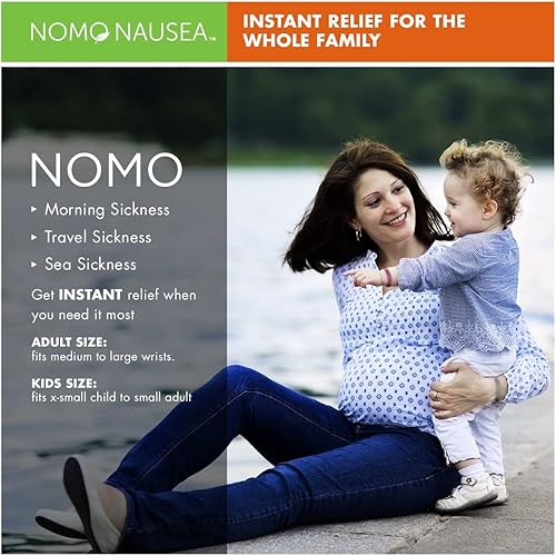 Miniatura 3 de NOMO Pulsera antináuseas  Banda de alivio instantáneo con aromaterapia y acupresión de menta  Banda de náuseas de niños a adultos para mareos por