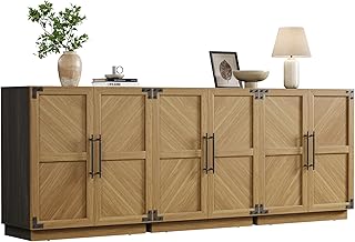 SICOTAS 92" Sideboard Buffet Cabinet with Storage – Extra Wide Farmhouse Credenza with Doors & Adjustable Shelves for Living Room, Entryway