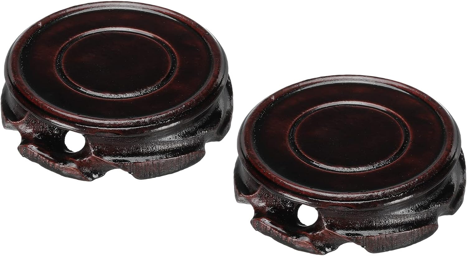 MECCANIXITY Wooden Stand Holders Displays Base 70mm Diameter Black for Vase Bonsai Stone Pack of 2