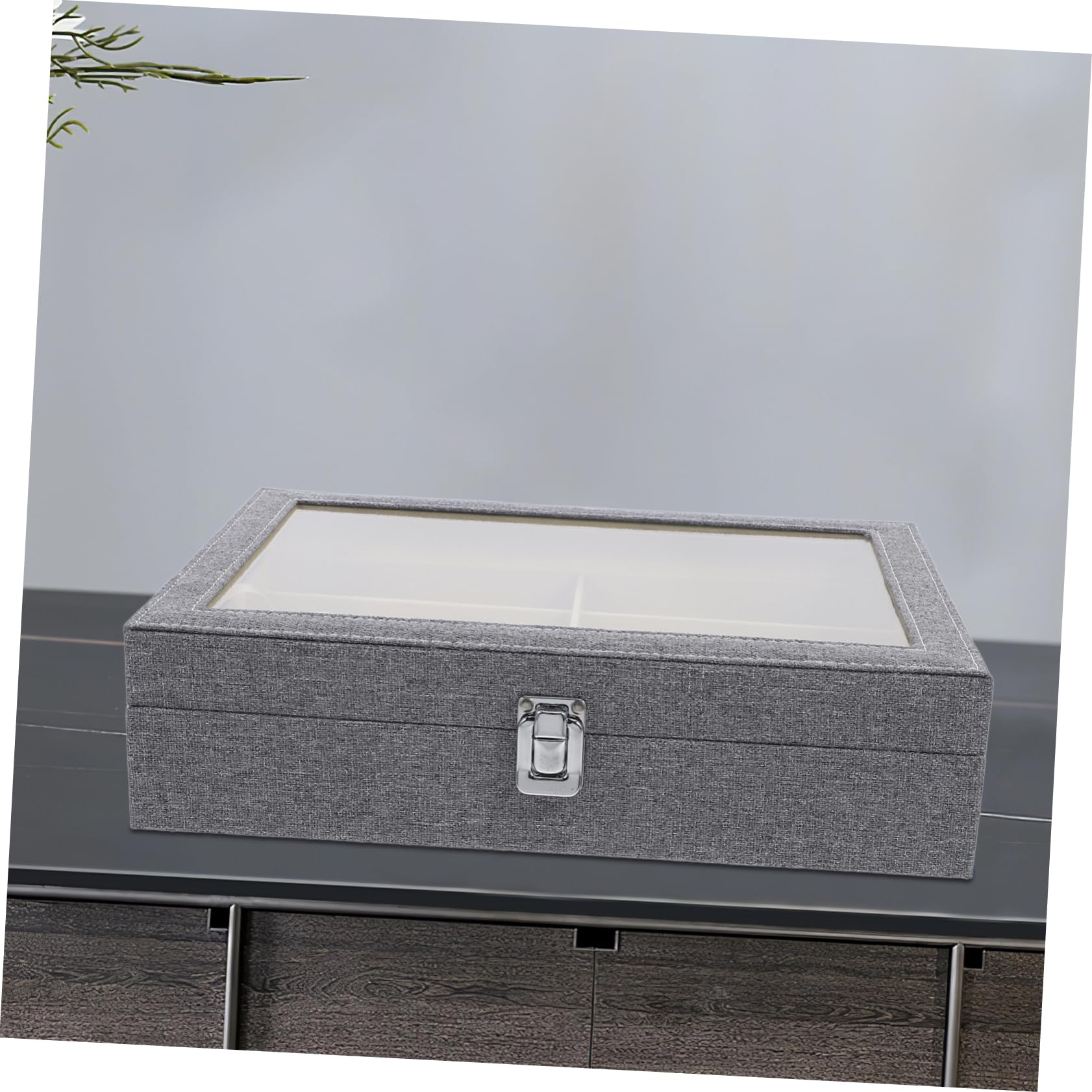GLEAVI Caja para Guardar Gafas de Sol Tapa Transparente Organizador de Gafas de Sol de Compartimentos Estuche de Almacenamiento