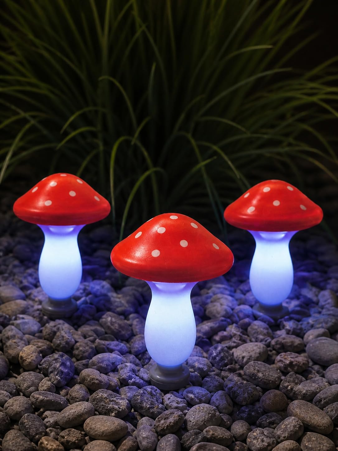 New Stunning Outdoor Solar Toadstool Lights – Set of 3 LED Mushroom Stake Lights for Garden Borders, Flower Beds, Lawn & Patio Decoration Outdoor Home Decor Gift-A41