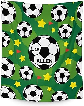 Mercuryelf Custom Soccer Blanket Gifts, 50"x60" Personalized Football Throw Blankets for Boys Kids, Cozy Lightweight Fleece Plush for Sofa Bed Room Decor