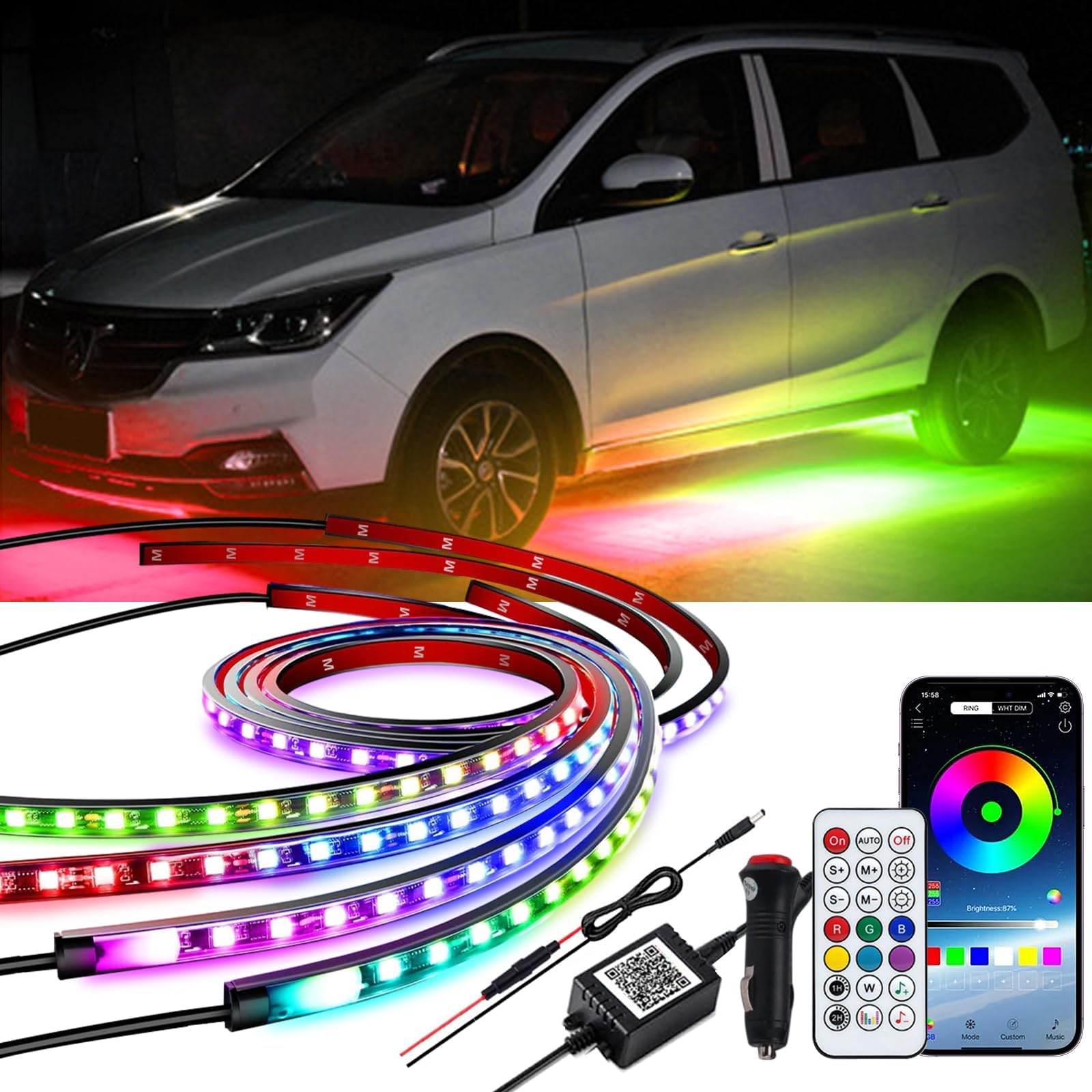 Lumière De Toit Magnétique Voiture – Télécommande – Rotative – Exterieur – Neuf