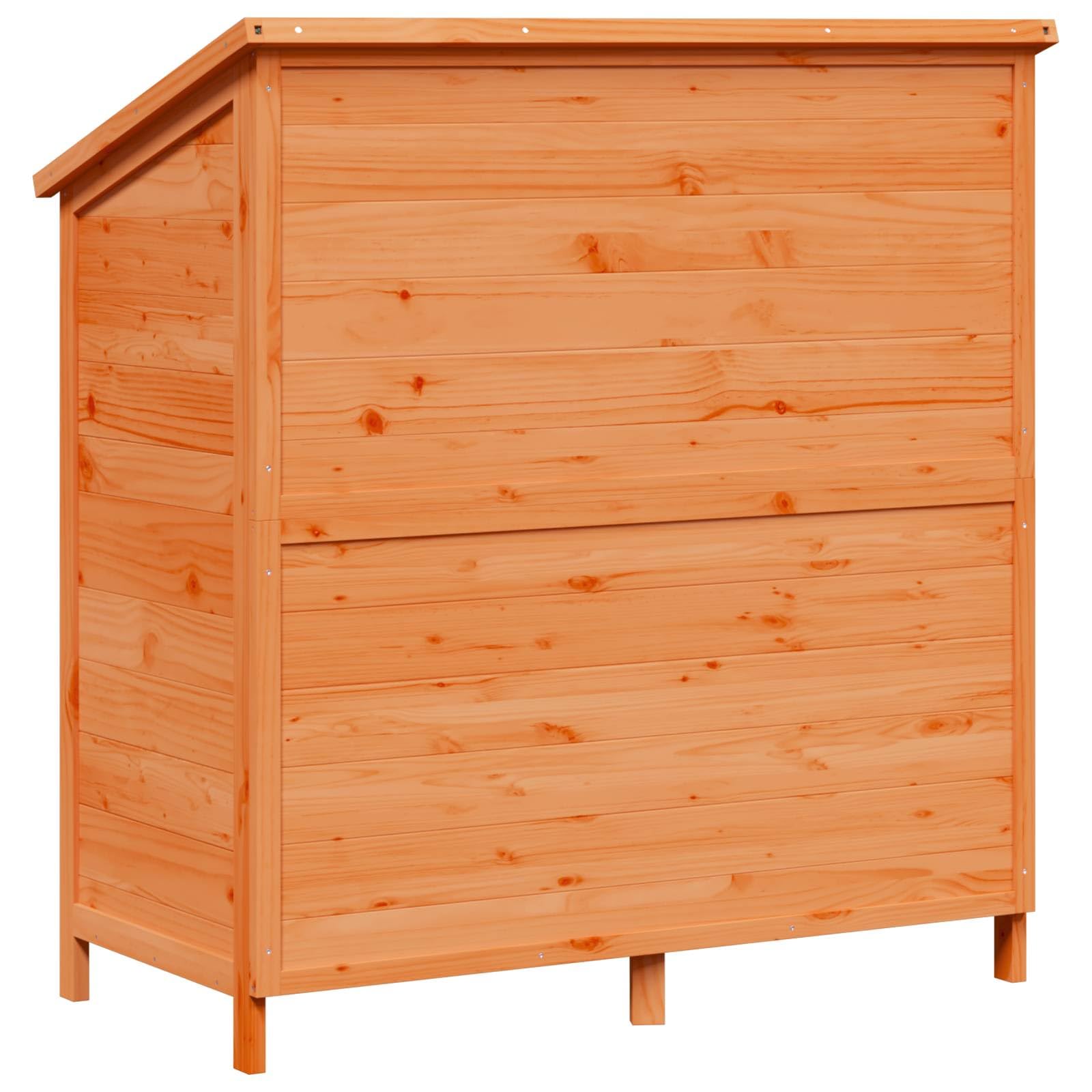 Gartenschuppen Braun aus Massivholz Fichte 106 x 56 x 113,5 cm Gerätehaus mit Lüftungstür Asphaltdach für Werkzeug Fahrradschuppen Gartenlagerung