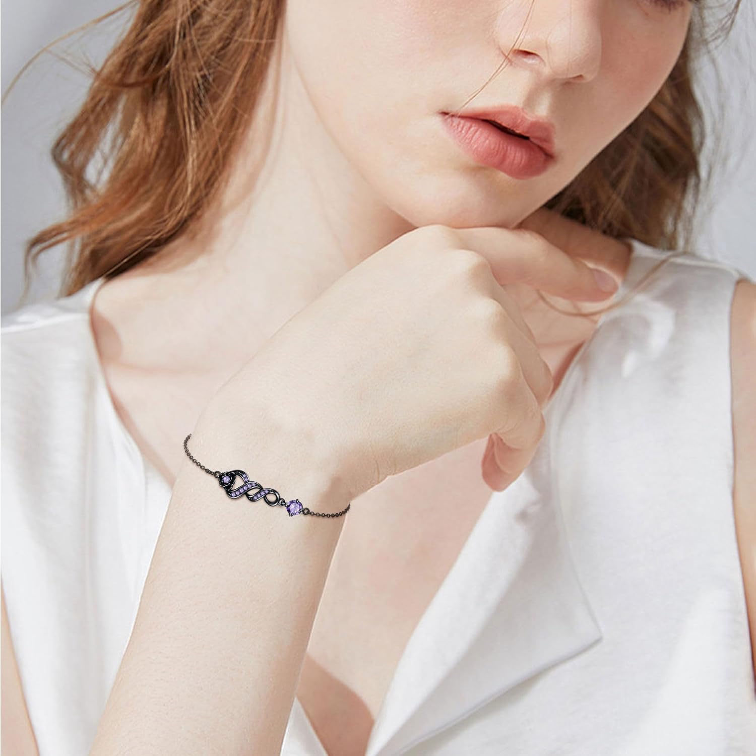 URONE Black Rose/Skull/Pressed Flower Bracelet Sterling Silver Christmas Gothic Jewelry Gifts for Women - Image 2