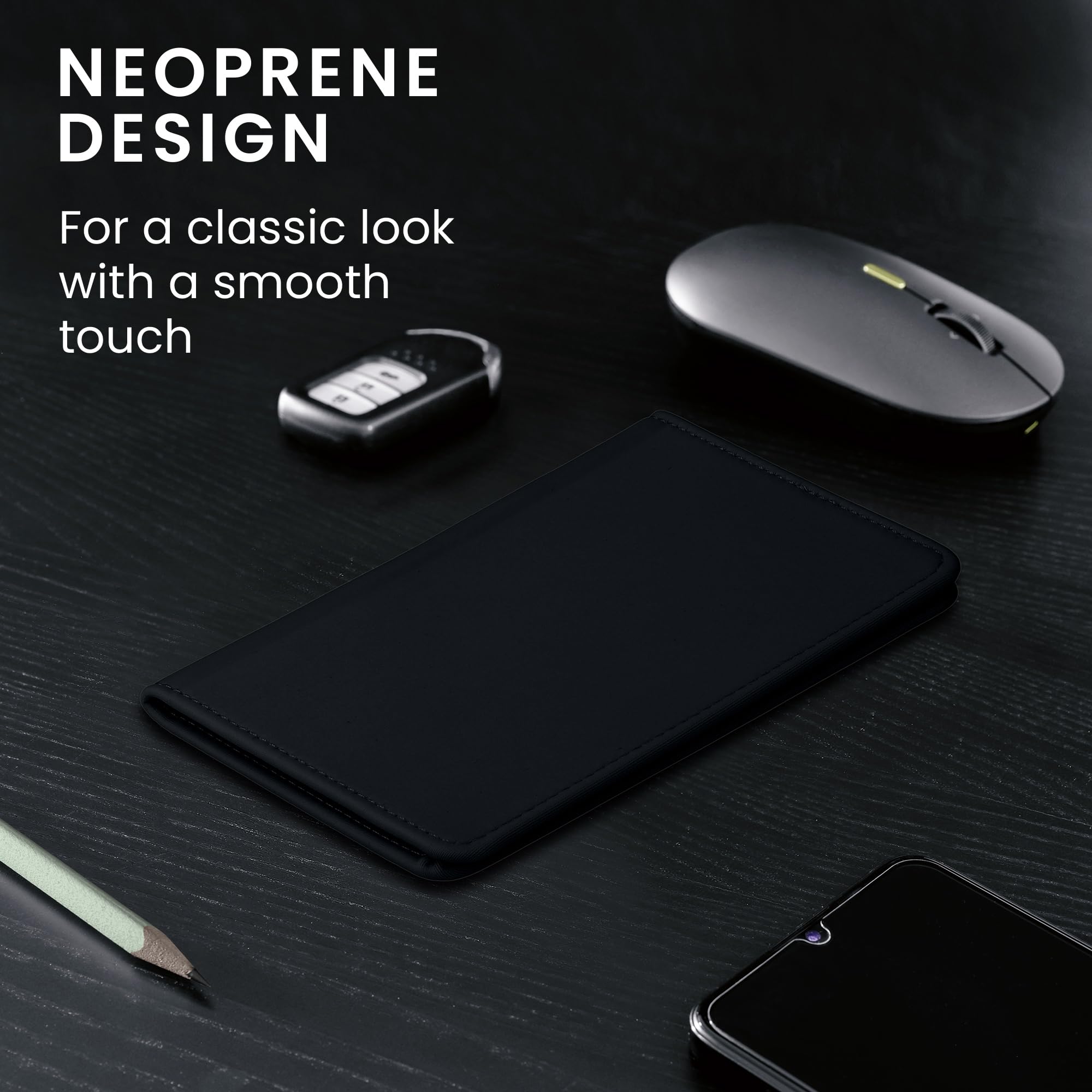 kwmobile Custodia in Neoprene per Libretto Circolazione Auto - Cover Portalibretto con Scomparti per Tessere Patente - Foderina Porta Documenti nero