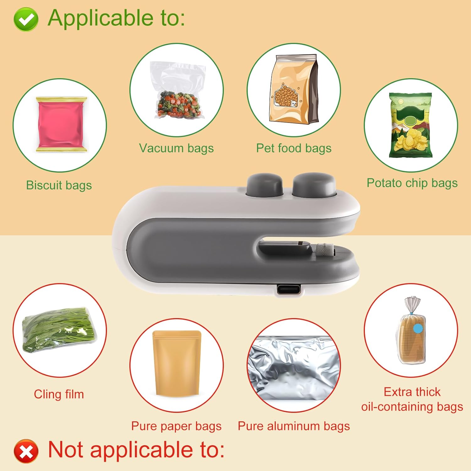 Mini Bag Sealer, 2 in 1 Bag Sealer And Cutter Magnet Rechargeable Sealing Machine Portable Handheld Heat Vacuum Sealer Mini Bag Resealer for Plastic Bags Food Storage Bags (White) - Image 7