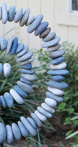 Miniatura 3 de Estatua de piedra apilada en espiral de piedra natural en el soporte, decoración de jardín zen (pequeña)