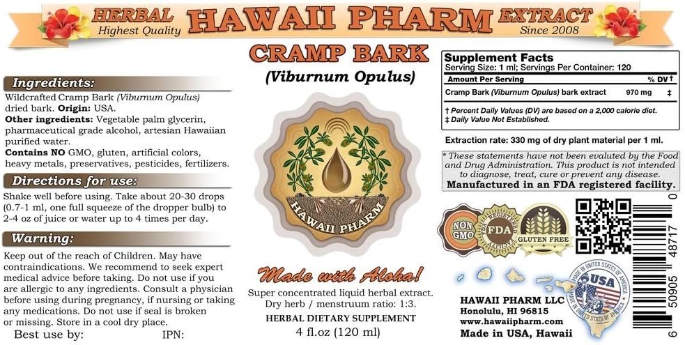 Cramp Bark (Viburnum Opulus) Liquid Extract 2x2 oz