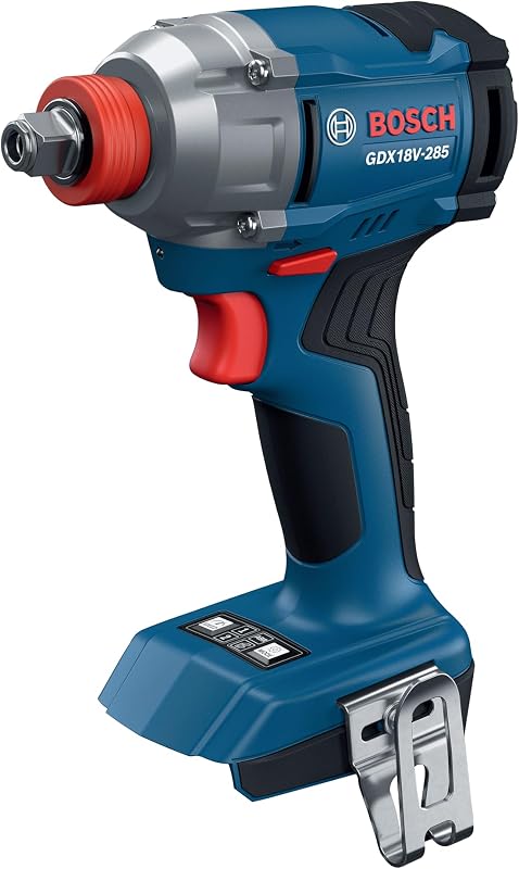 BOSCH GDX18V-285 Llave de impacto y destornillador 2 en 1 de par medio sin escobillas de 18 V: par de 2500 in-lb, par de ruptura de 360 ​​pies-lb, 0-3600 impactos/min, peso ligero de 2,4 lb (herramienta básica)