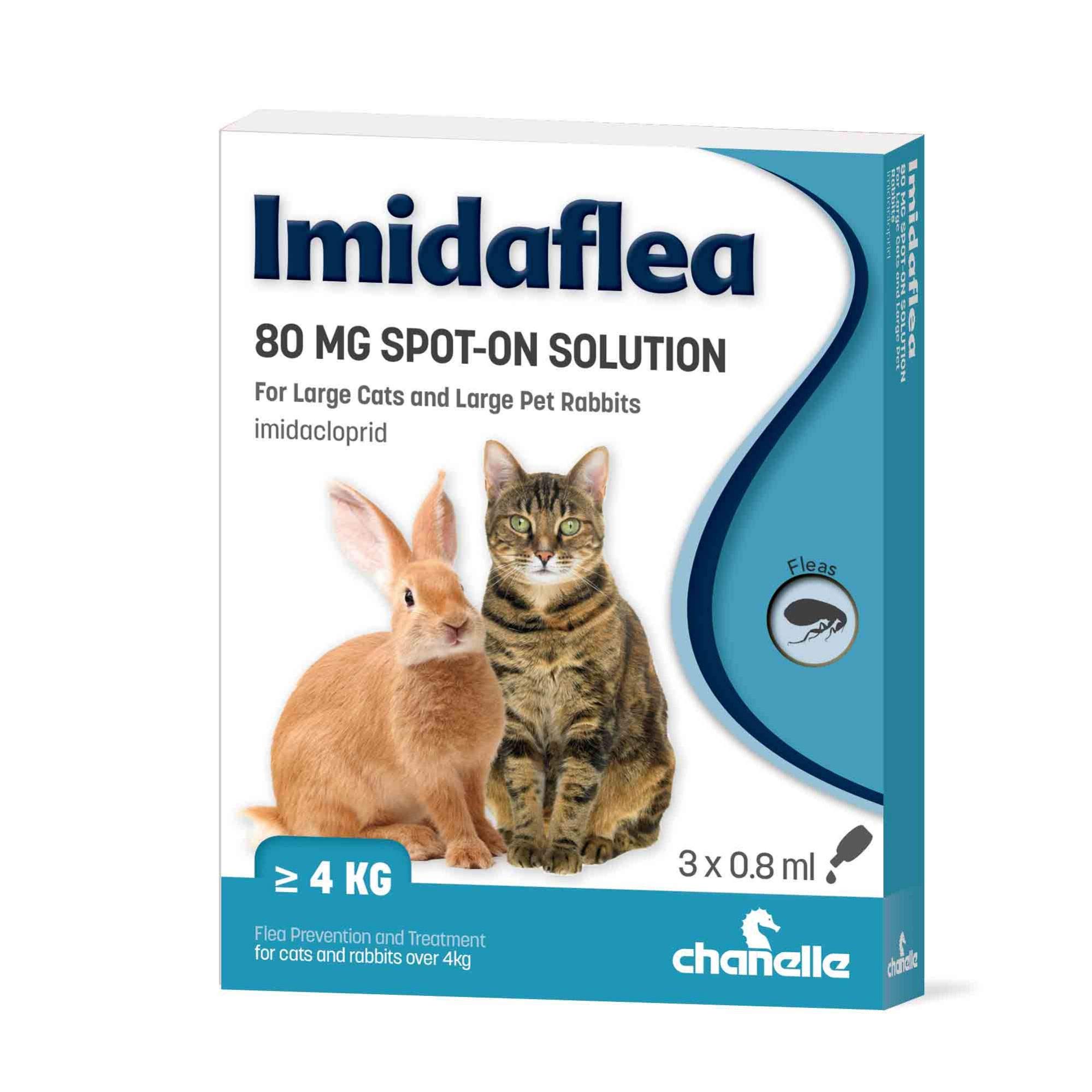 Spot On Traitement anti-puces pour grands chats et grands lapins 80 mg 3 pipettes