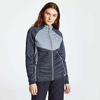 Dare2B Women's Nominate Alpaca Wool Insulated Quick Wicking Core Stretch Hooded Hybrid Outdoor Active Jacket Ebony Grey/Argent Grey, 20
