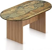 Vista 10 de Mantel ovalado ajustable para mesa de patio, poliéster elástico en bosque, mantel con estampado de siluetas de ciervos con elementos florales, se