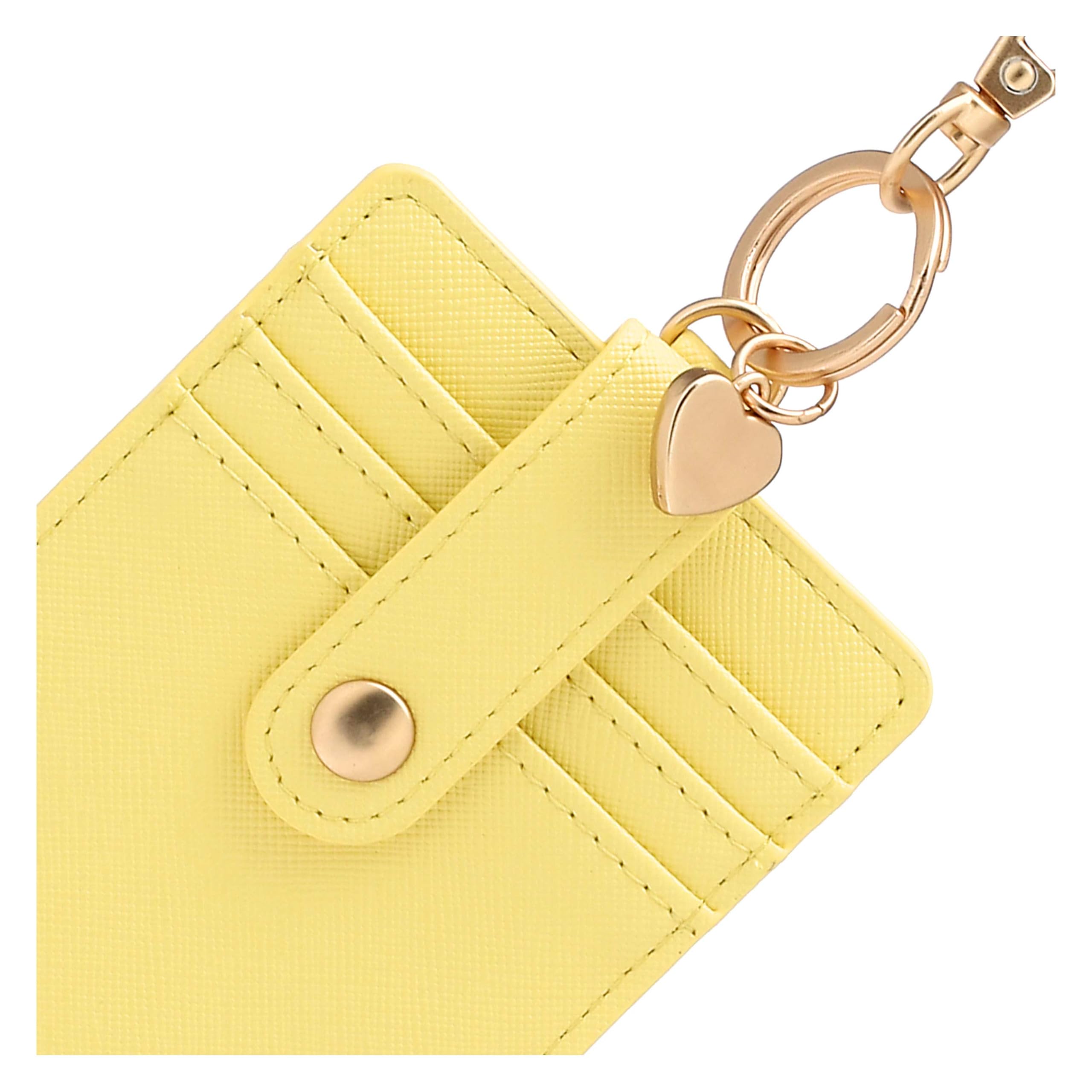THUN Porta Carte con Gancio Giallo, Ecopelle, Collezione Sempre con Me, 7,5 x 11 cm