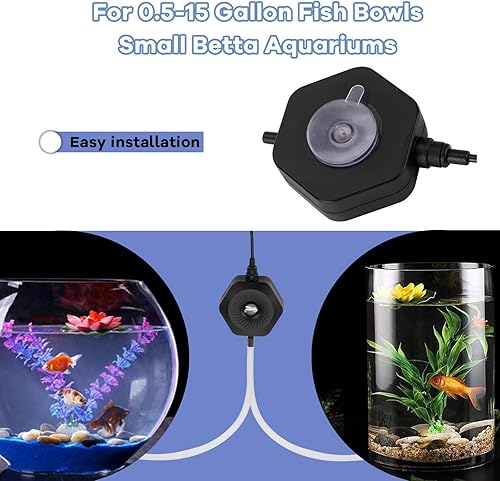 Miniatura 4 de hygger Mini bomba de aire silenciosa para acuario pequeña Betta Fish Tank Bubbler Bomba de aireación de oxígeno con tubo de piedra de aire ventosa