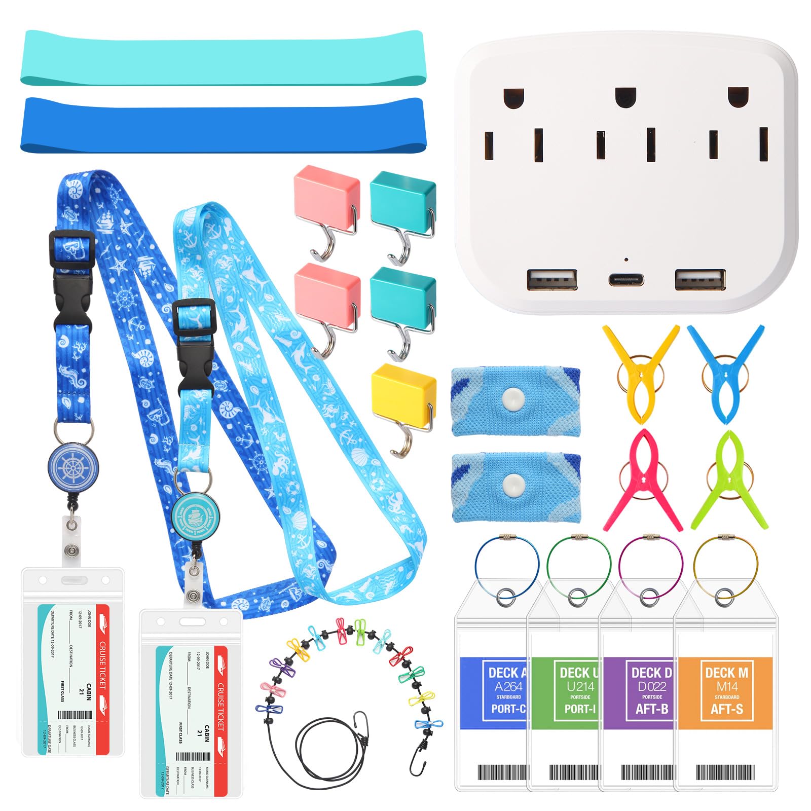 Carnival Cruise Ship Essentials 2026 Must Haves Packing List Kit,Cruise Luggage Tags,Magnetic Hooks,Lanyard for Ship Cards,Power Strip,Towel Bands,