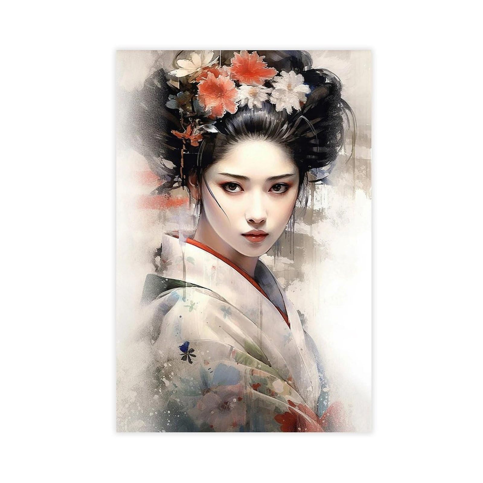 QNVJQKDSI Japanese Geisha Art (1) Canvas Poster Bedroom Decor Landscape Office Room Decor Gift 20" L X 30" W