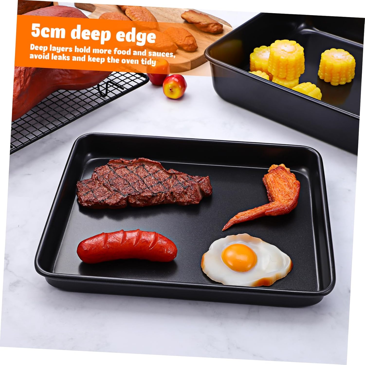 MAGICLULU 2-pc Set Oven Trays Stainless Steel Baking Sheets Toaster Oven Tray Non-stick Easy Clean