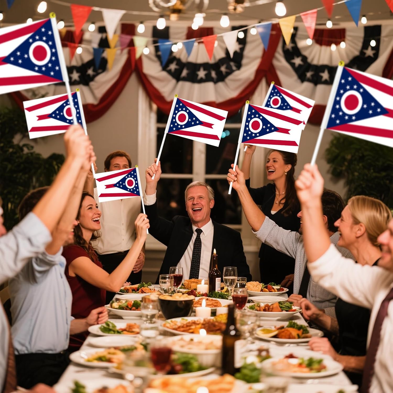 Ohio Flag, Small Mini Handheld Ohio State Flags on Sticks for Parades, Patriotic Events, and Party Decorations - Image 5