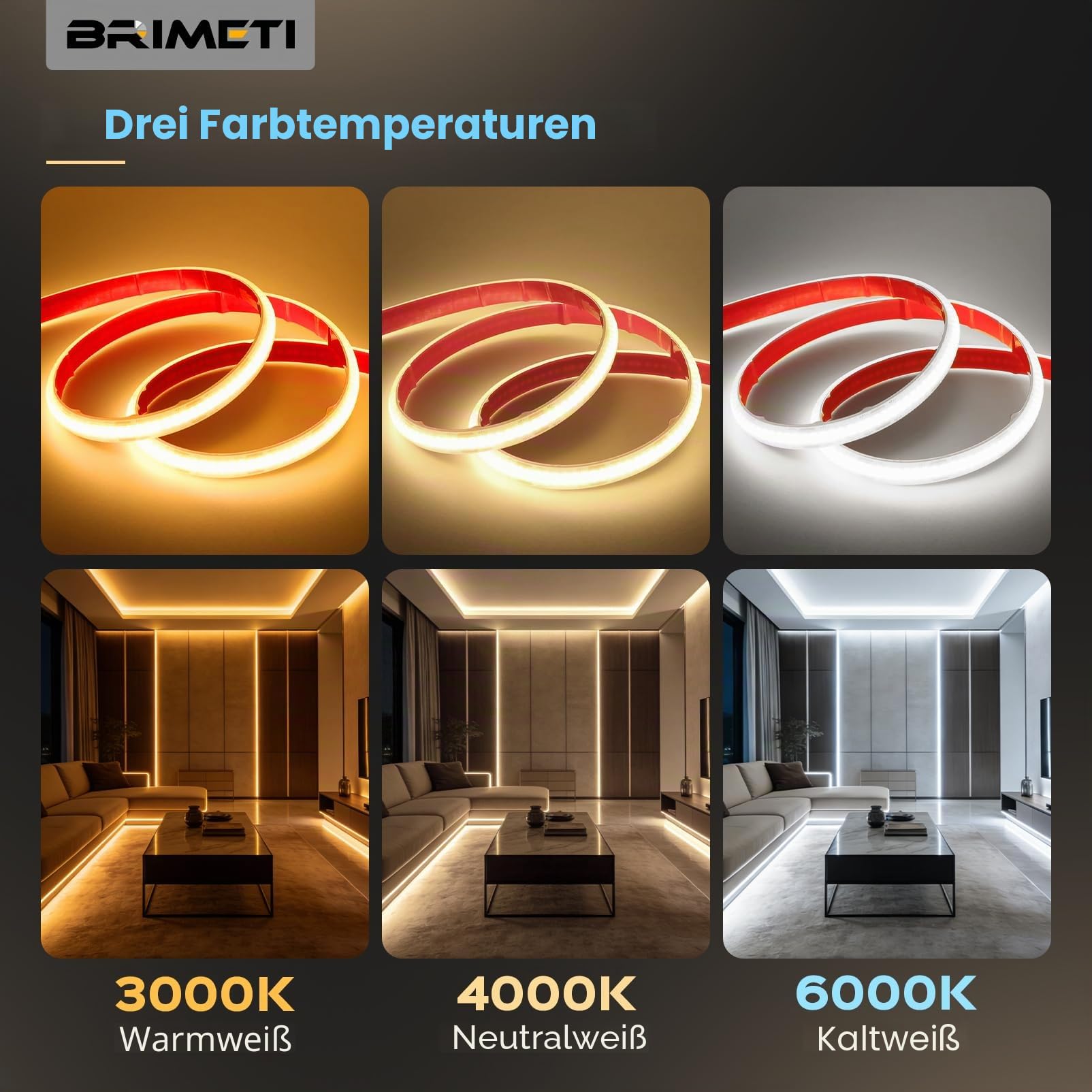 COB LED Streifen 20M 230V LED Strip Weiß 6000K Wasserdicht IP65 Selbstklebend Leiste Aussen Schlauch Lichtleiste Band 320LEDS/M Outdoor Lichterschlauch mit Netzteil für Schlafzimmer Küche