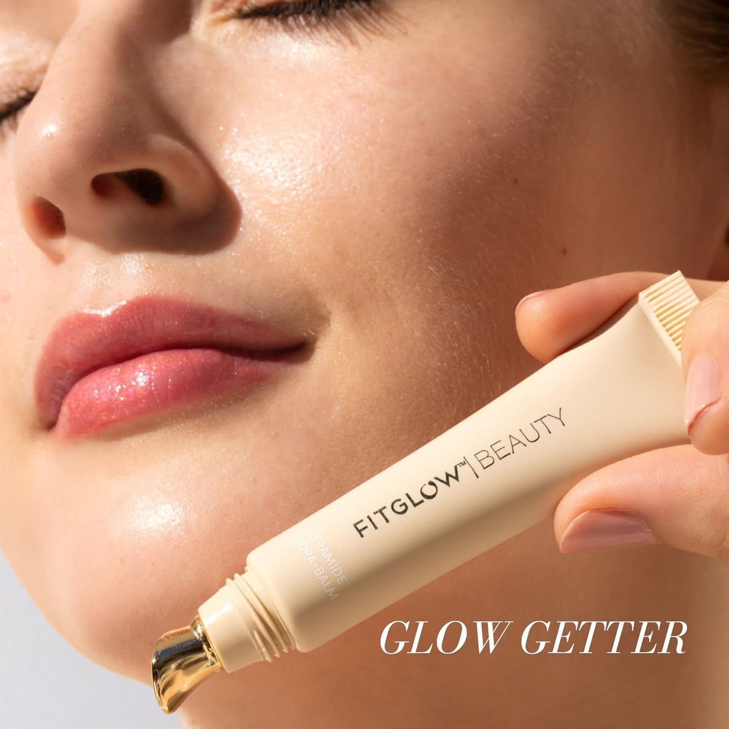 Fitglow Beauty Ceramide Hydra-Balm Lip Gloss | Hydrating Lip Serum with Peptides & Glutathione | Plumping & Anti-Aging Lip Treatment | Dry & Chapped Repair | Vegan & Cruelty-Free | 12g - Glow Getter