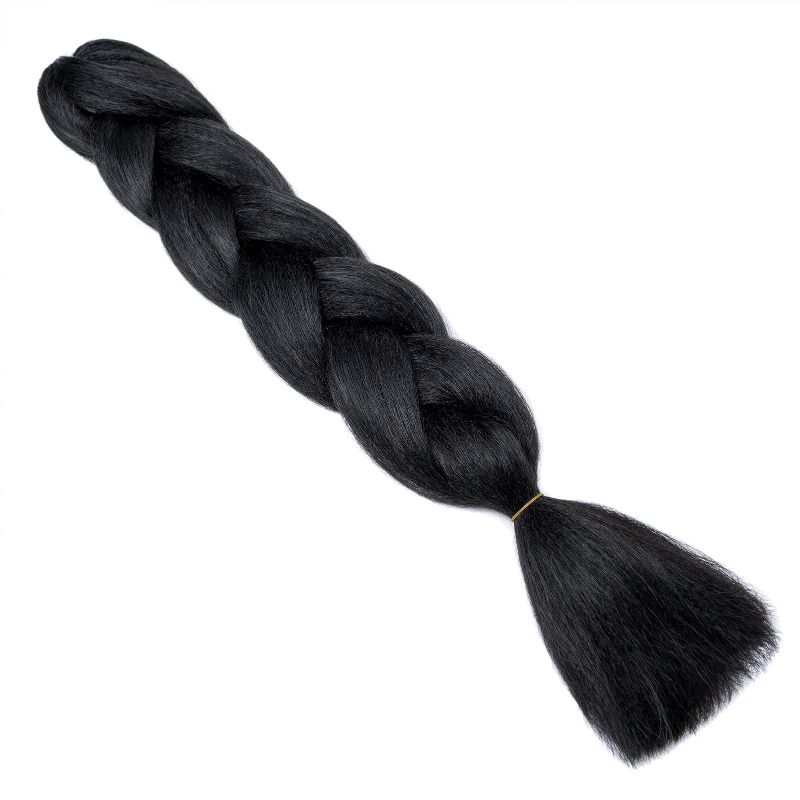 Gairyan Jumbo Braiding Hair Extensions 1pcs Dark Black Jumbo Braids Hair Extensions for Braiding Synthetic Hair 1 Pack 24 inches 100g Box Braids Crochet Twist - Image 4