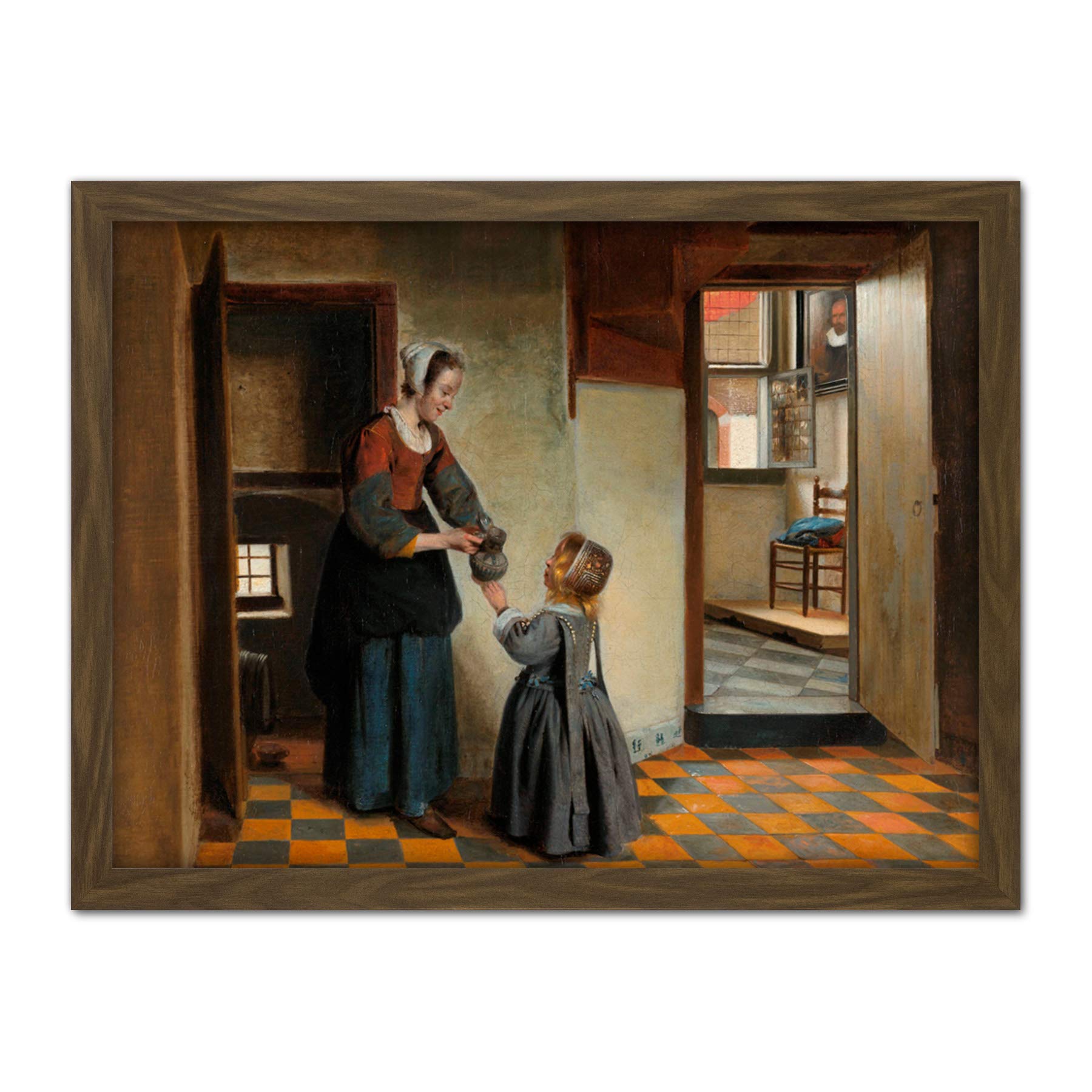 Artery8 Pieter De Hooch Woman With A Child In A Pantry Artwork Framed Wall Art Print 18X24 Inch
