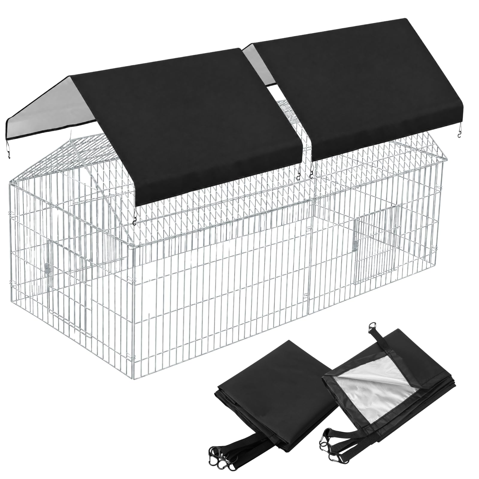 2Pcs Chicken Coop Covers for Outdoor Runs, 145 x 110 cm, Black