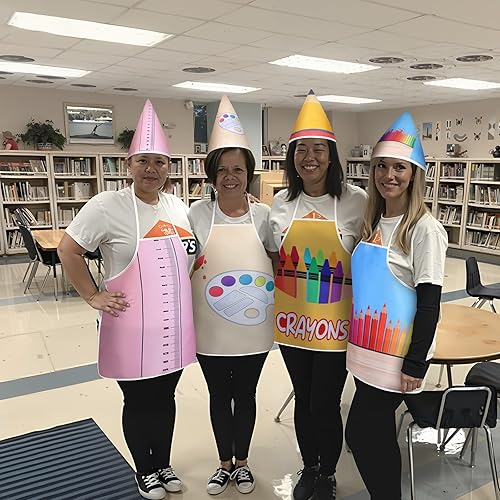 Miniatura 4 de Berlune 9 juegos de disfraces de grupo de Halloween para profesores, delantal y sombrero, divertidos disfraces de Halloween para grupo familiar
