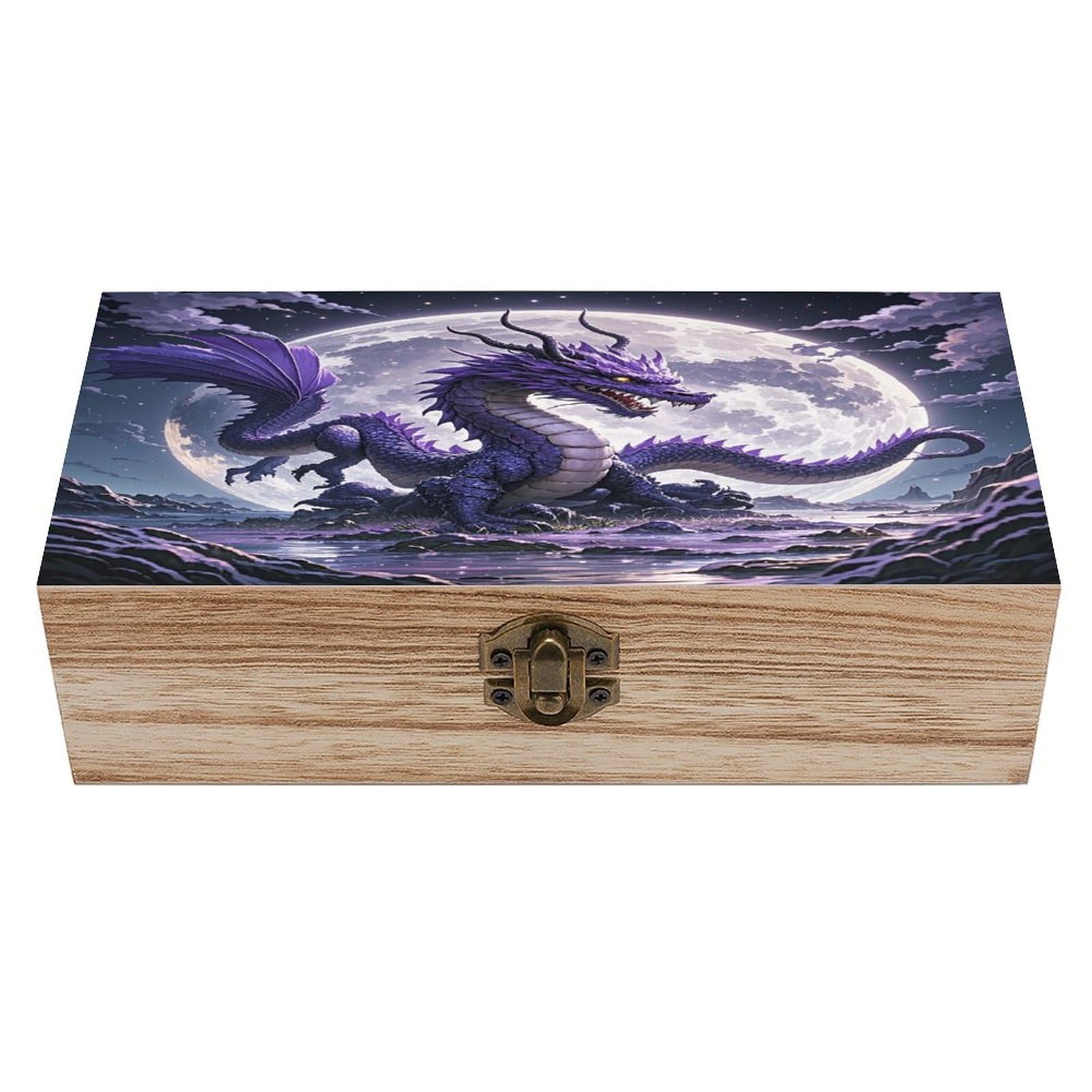 LZQPOEAS Purple Dragon Purple Moon Wooden Box Storage Space to Organize Jewelry in A Beautiful Small Storage Box Decorative Card Boxes Memory Treasure Boxes for Crafts And Photo Storage