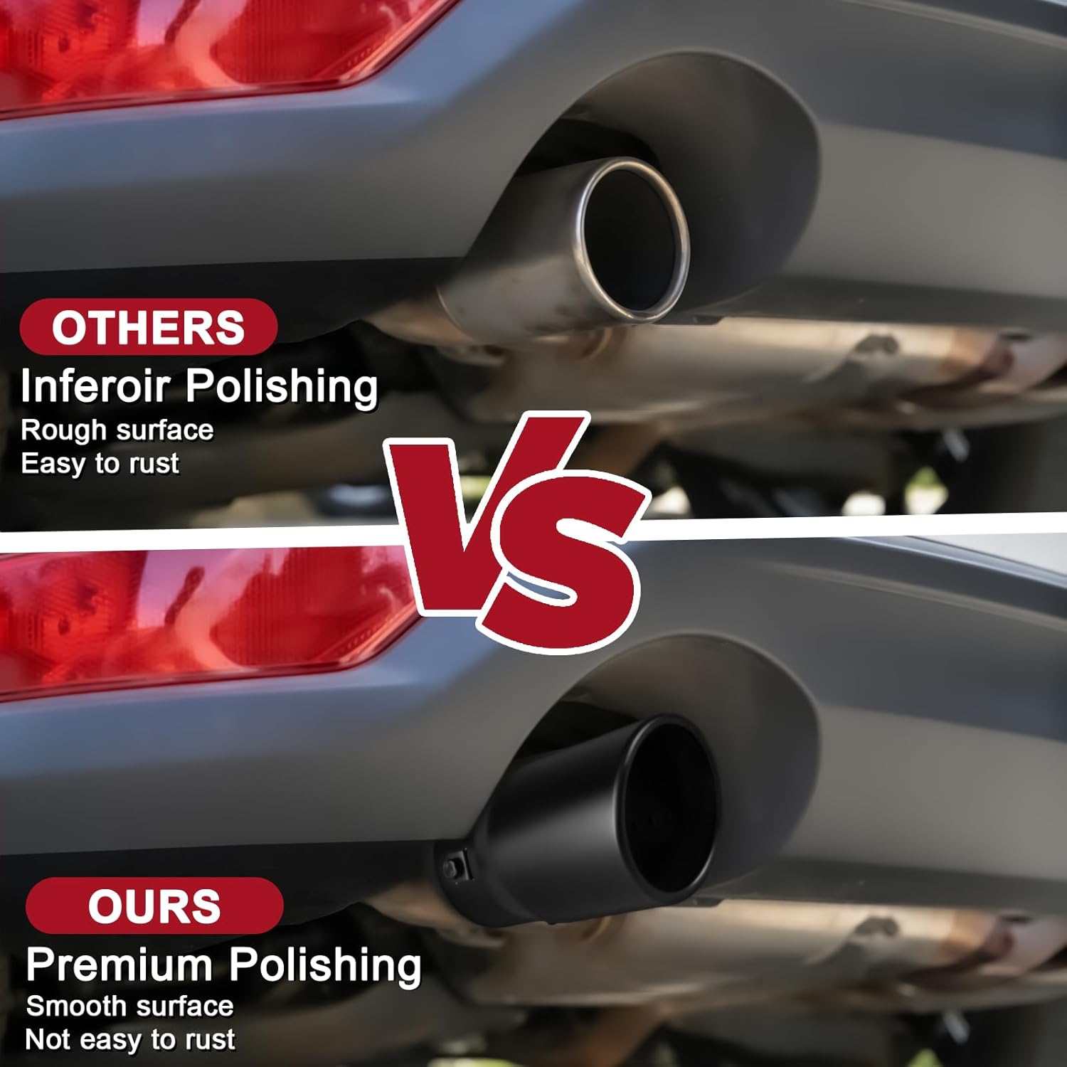 1"-2.5" Inlet Exhaust Tip Adjustable, 1"-2.5" x 3.5" x 6" Black Powder Coated Exhaust Tips, Black Stainless Steel Muffler Tip