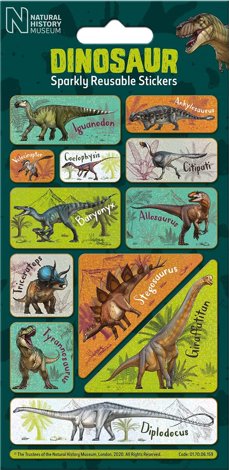 Paper Projects Natural History Museum Dinosaurs Mega Sticker Bundle | Perfect for Scrapbooking and Decoration | Reusable on Non-Porous Surfaces