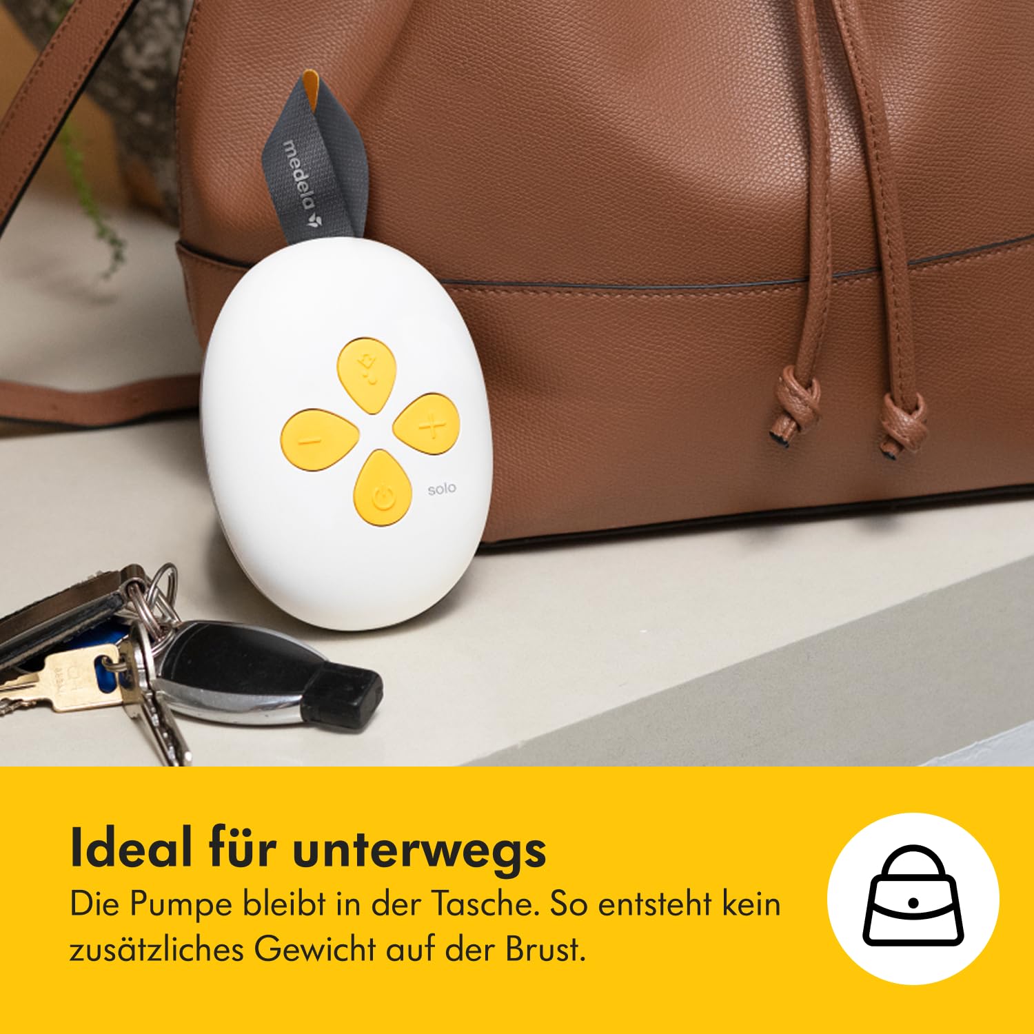 Medela Solo Elektrische Einseitige Milchpumpe – Leiser Betrieb – Aufladbar über USB – Mit PersonalFit Flex Brusthaube und Medela 2-Phase-Expression-Technologie