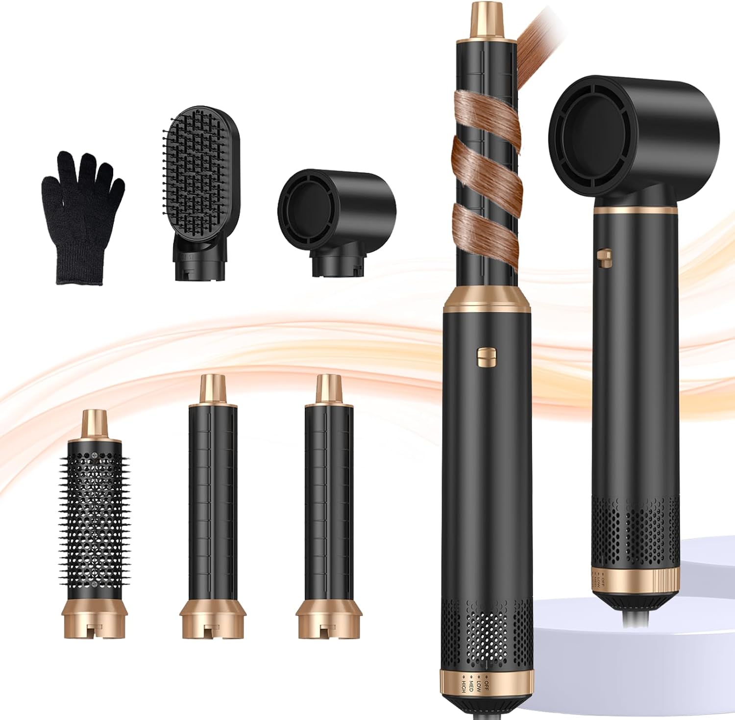 Hair Styler Set 5-in-1, 1000 W haardroger, 3 temperaturen en windsnelheid, haarstyler