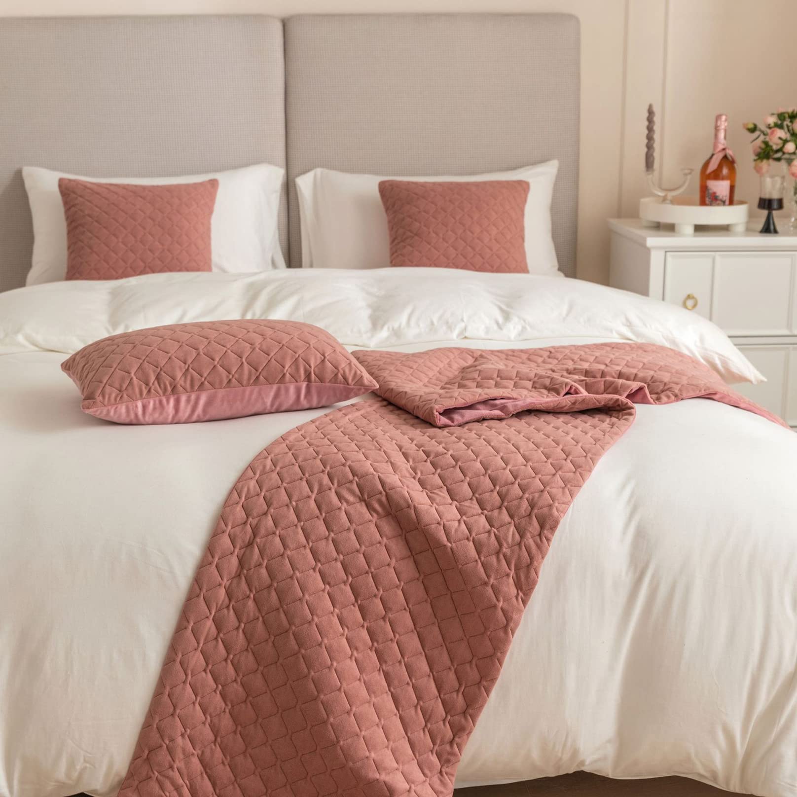 Chemin De Lit Orange Motif Losange écharpe De Lit En Velours Décor Doux Serviette Couvre-lit Protection Couvre-lit Pour Hôtel, Chambre à Coucher, Mariage 45 X 180 Cm